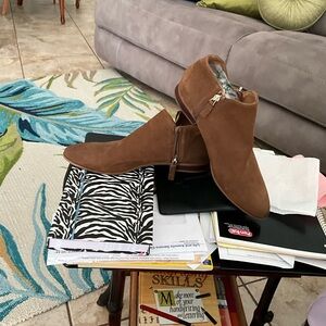 Brown suede ankle boots
